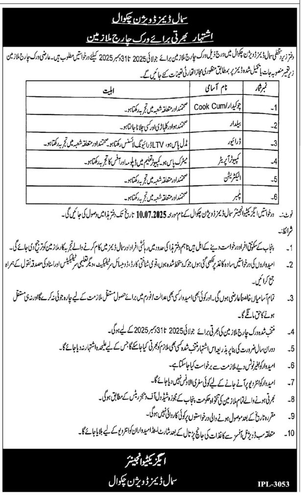 Irrigation Department Jobs 2025 For Security Guard