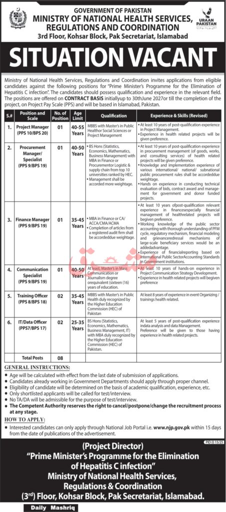 Ministry Of National Health Services Regulations and Coordination