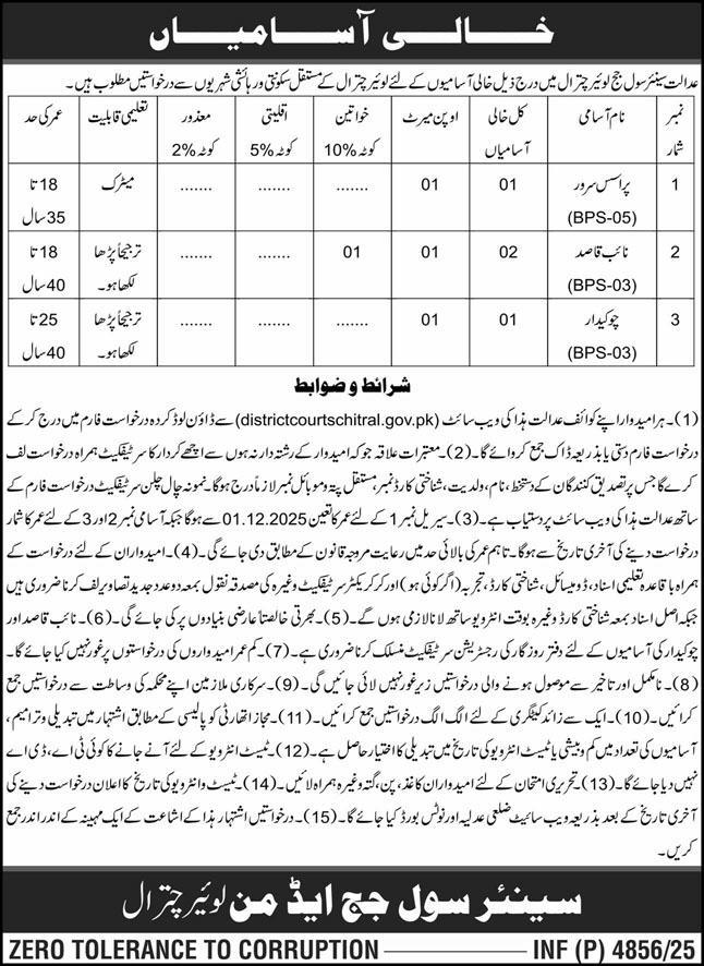 Latest Chowkidar Jobs 2025 In Civil Courts